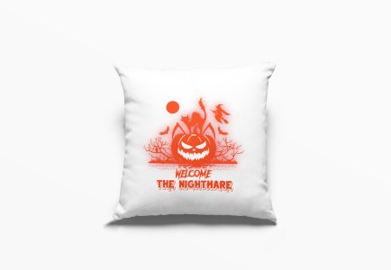 Welcome The Nightmare-Scary Pumpkin -Halloween Theme Pillow Covers (Pack Of 2)