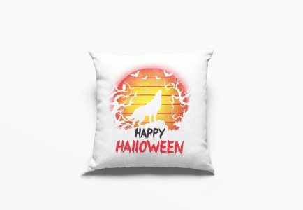Happy Halloween-Howling Fox -Halloween Theme Pillow Covers (Pack Of 2)