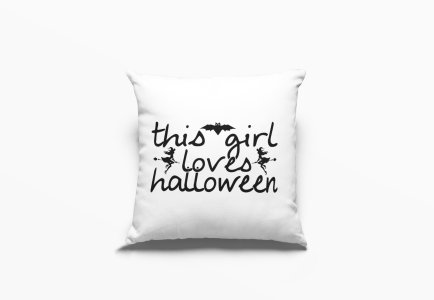 This Girl Loves Halloween Black Text-Halloween Theme Pillow Covers (Pack Of 2)