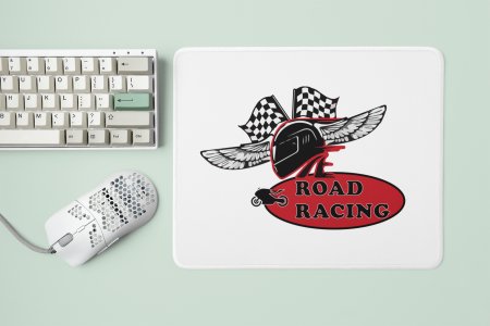 Road Racing (BG Red ) - Designable Printed Mousepads(20cm x 18cm)