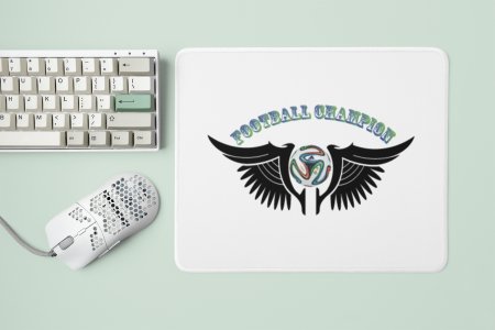 Football Champion Text In Green - Designable Printed Mousepads(20cm x 18cm)
