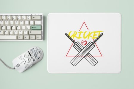 Cricket Text In Yellow - Designable Printed Mousepads(20cm x 18cm)