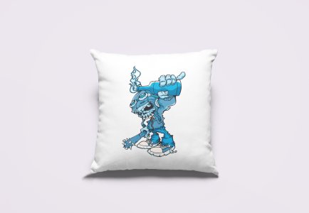 Skull Man With Fire Bottle-Printed Pillow Covers(Pack Of 2)