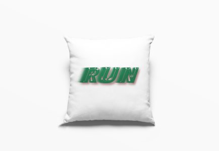 Run Text In Green -Printed Pillow Covers (Pack Of 2)