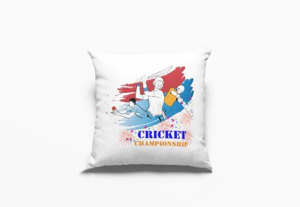 Cricket Championship Text In Blue And Yellow -Printed Pillow Covers (Pack Of 2)