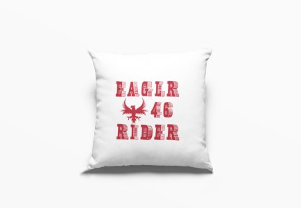 Eaglr 46 Rider Text In Red -Printed Pillow Covers (Pack Of 2)
