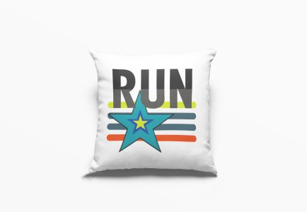 Run Text In Black -Printed Pillow Covers (Pack Of 2)