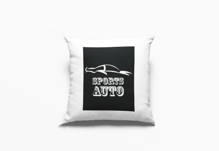 Sports Auto Text in Black -Printed Pillow Covers (Pack Of 2)