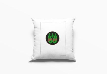Yoga Text Written Over 3 Leaves, ( BG Green) -Printed Pillow Covers(Pack Of 2)