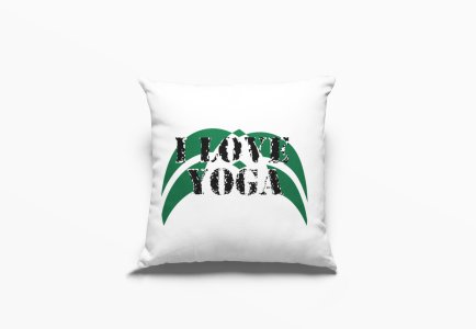 I Love Yoga Text In Black -Printed Pillow Covers(Pack Of 2)