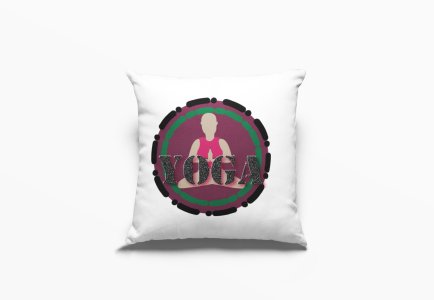 Yoga Text Meditating illustration -Printed Pillow Covers(Pack Of 2)