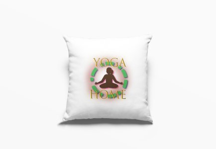 Yoga Home Text In Yellow -Printed Pillow Covers(Pack Of 2)