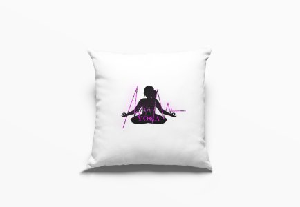 Yoga Heartbeat Text In Pink -Printed Pillow Covers(Pack Of 2)