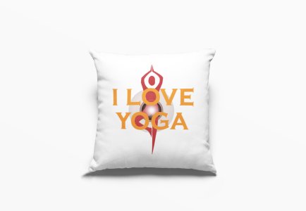 I Love Yoga Text in Yellow -Printed Pillow Covers(Pack Of 2)