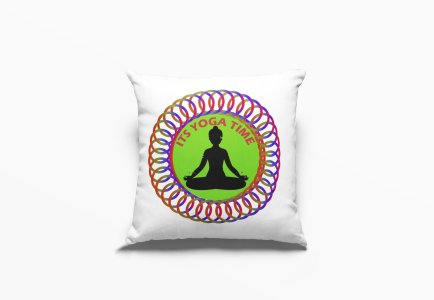 It's Yoga Time Text -Printed Pillow Covers(Pack Of 2)
