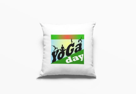 yoga dayText in Black and white -Printed Pillow Covers(Pack Of 2)