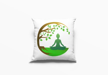 Yoga lady meditating -Printed Pillow Covers(Pack Of 2)