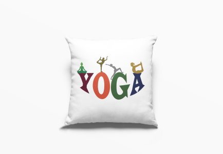 Yoga Text In Colourfull -Printed Pillow Covers(Pack Of 2)