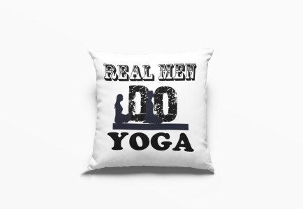Real Men Do Yoga Text -Printed Pillow Covers(Pack Of 2)