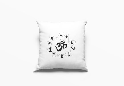 OM Text Black -Printed Pillow Covers(Pack Of 2)