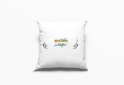 Morning Yoga Text -Printed Pillow Covers(Pack Of 2)