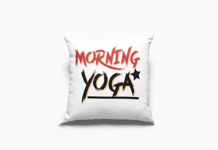 Morning Yoga Text In Red &Black -Printed Pillow Covers(Pack Of 2)