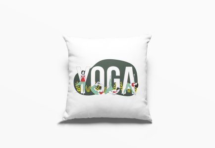 Yoga White Text -Printed Pillow Covers(Pack Of 2)