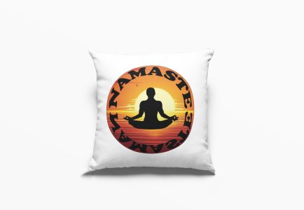 Namaste Text -Printed Pillow Covers(Pack Of 2)