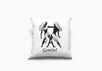 Gemini Black Text With Symbol - Printed Pillow Covers(Pack Of 2)