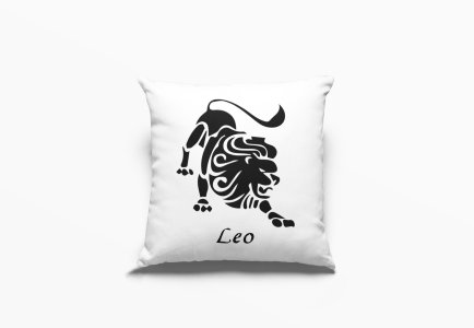 Leo Black Text With Symbol - Printed Pillow Covers(Pack Of 2)