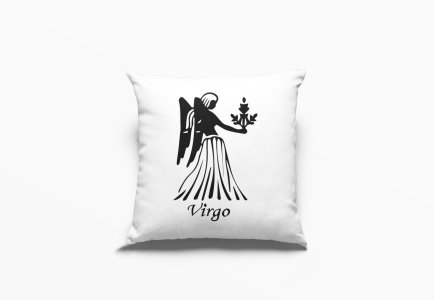 Virgo Black Text With Symbol - Printed Pillow Covers(Pack Of 2)