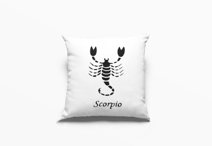 Scorpio Black Text With Symbol - Printed Pillow Covers(Pack Of 2)