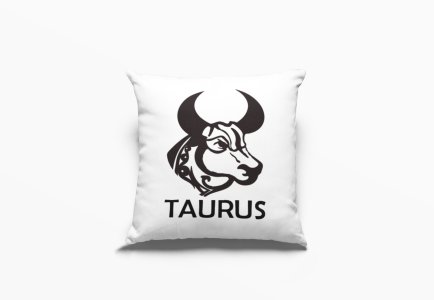 Taurus Black Text With Symbol - Printed Pillow Covers(Pack Of 2)