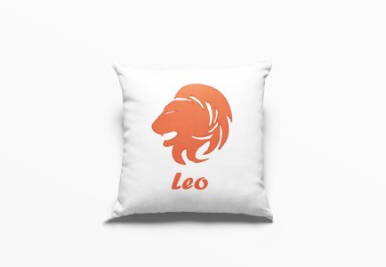 Leo (BG orange) - Printed Pillow Covers(Pack Of 2)