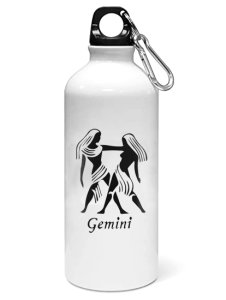 Gemini (BG Black) - Zodiac Sign Printed Sipper Bottles For Astrology Lovers