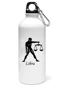 Libra symbol (BG Black) - Zodiac Sign Printed Sipper Bottles For Astrology Lovers
