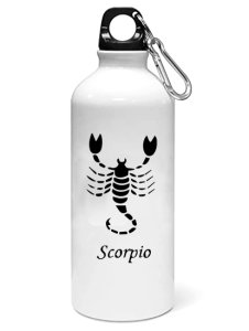 Scorpio symbol (BG Black)- Zodiac Sign Printed Sipper Bottles For Astrology Lovers