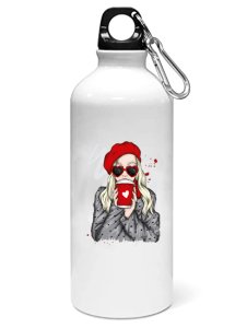Girl with coffee container - Printed Sipper Bottles For Animation Lovers