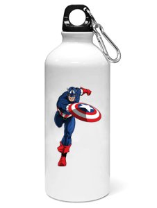 Captain America throwing shield - Printed Sipper Bottles For Animation Lovers
