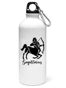 Sagittarius symbol (BG Black) - Zodiac Sign Printed Sipper Bottles For Astrology Lovers