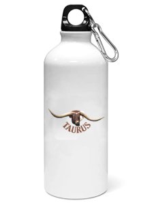 Taurus symbol, (BG Brown) - Zodiac Sign Printed Sipper Bottles For Astrology Lovers