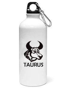 Taurus symbol design (BG Black) - Zodiac Sign Printed Sipper Bottles For Astrology Lovers