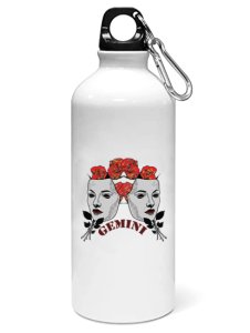 Gemini, roses on heads - Zodiac Sign Printed Sipper Bottles For Astrology Lovers