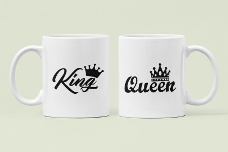 King and Queen - Printed Coffee Mugs For Valentine's Day(Pack Of 2)