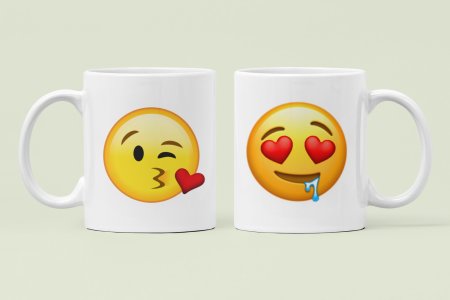 Emojis - Printed Coffee Mugs For Valentine's Day( Pack Of 2 )