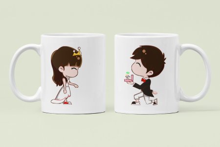 Boy proposing girl - Printed Coffee Mugs For Valentine's Day(Pack Of 2)