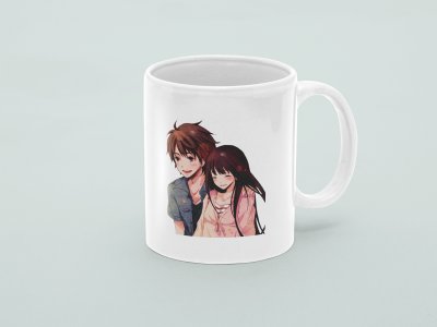 Anime Couple - valentine themed printed ceramic white coffee and tea mugs/ cups