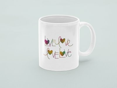 Love  Text  - valentine themed printed ceramic white coffee and tea mugs/ cups