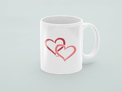 Heart - valentine themed printed ceramic white coffee and tea mugs/ cups