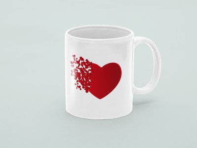 Fading Heart - valentine themed printed ceramic white coffee and tea mugs/ cups